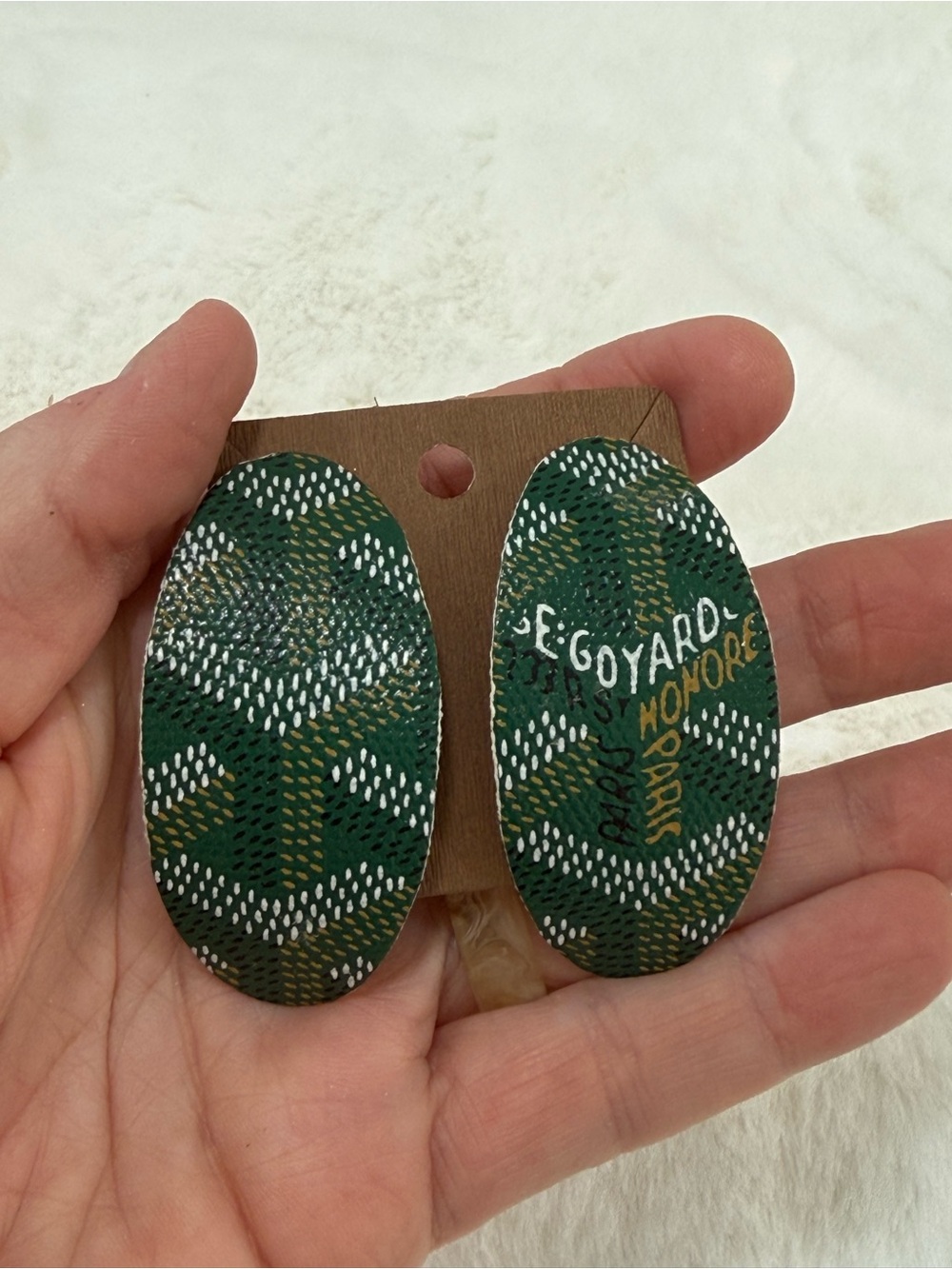 Goyard authentic material gold tone Earrings - Upcycled